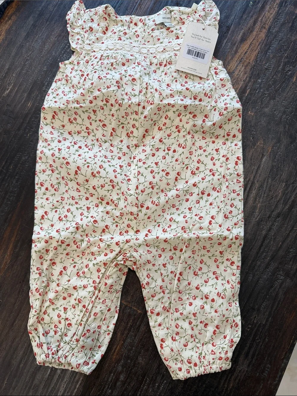 IVY CITY baby Mirabelle Romper in Cream Ditsy Floral 6-9 months
